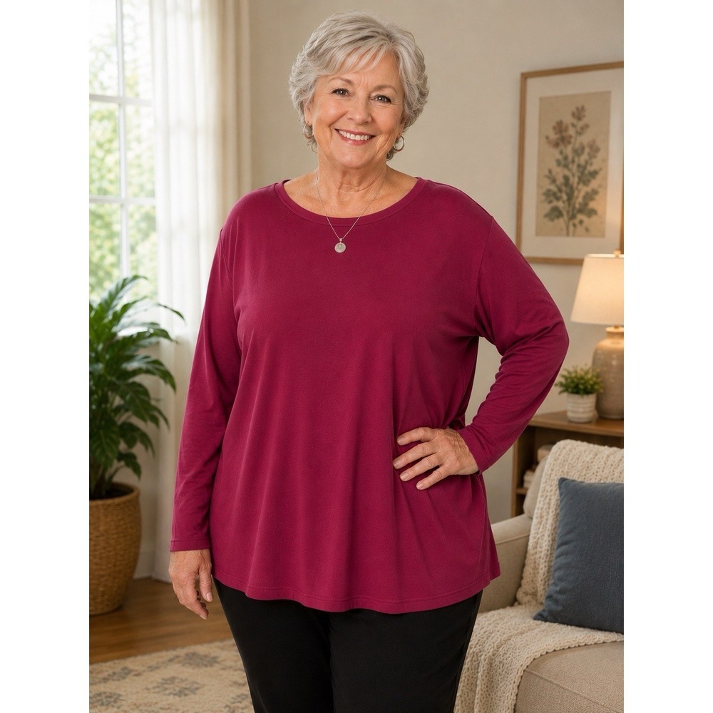 TALBOTS 2X Long Sleeve Magenta Top Classic -2741